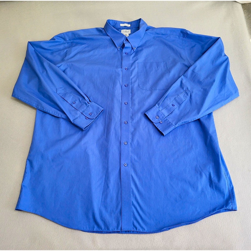 L.L.Bean Classic Fit Long Sleeve Button Down Dress Shirt Men's 3XLT Blue